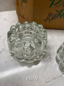 Vintage Princess House 486 Crystal Glass Round Scalloped Candle Holders Pair
