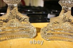 Vintage RARE TIFFANY & CO INTERTWINED DOLPHIN FISH Pair CRYSTAL CANDLESTICKS