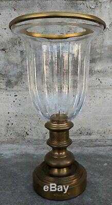 Vintage Ralph Lauren Brass Crystal Glass Hurricane Candle Holder Short