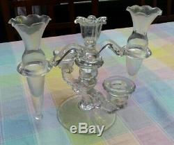Vintage Rose Point Crystal Candleabra with Detachable Bud Vase frame, Clear
