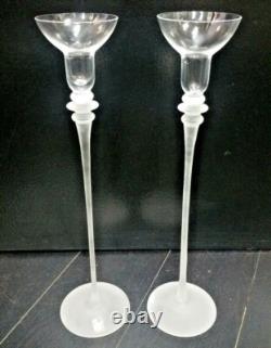 Vintage Sasaki Crystal 24% Lead Japan Glass Stem Vessel Candle Holders 14'