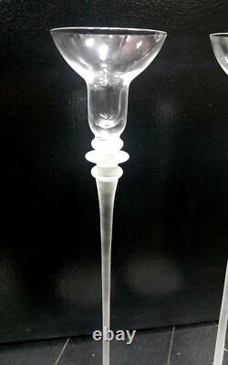 Vintage Sasaki Crystal 24% Lead Japan Glass Stem Vessel Candle Holders 14'