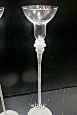 Vintage Sasaki Crystal 24% Lead Japan Glass Stem Vessel Candle Holders 14'