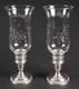 Vintage Set/2 Empire Sterling Weighted Candle Holders With Etched Glass Shades