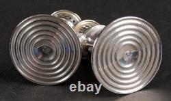 Vintage Set/2 Empire Sterling Weighted Candle Holders with Etched Glass Shades Vintage Set/2 Empire Sterling Weighted Candle Holders with Etched Glass Shades