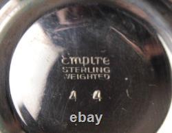 Vintage Set/2 Empire Sterling Weighted Candle Holders with Etched Glass Shades