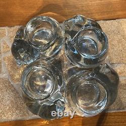 Vintage Set Of Four Glass Cat Candle Holders