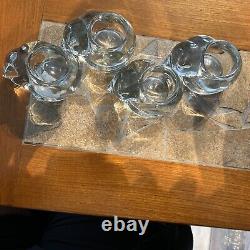 Vintage Set Of Four Glass Cat Candle Holders