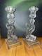 Vintage Set Of 2 Clear Dolphin Koi Candle Stick Holders Marked Mma Ex Condition