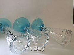 Vintage Set of 3 Art Glass Crystal Candle Holders