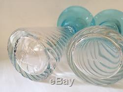 Vintage Set of 3 Art Glass Crystal Candle Holders