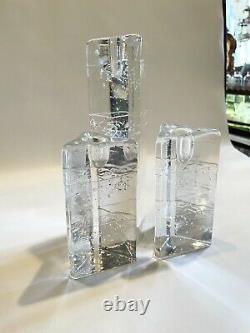 Vintage Set of Three Clear Glass Triangle Iittala Table Top Candle Holders