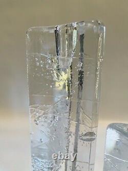 Vintage Set of Three Clear Glass Triangle Iittala Table Top Candle Holders