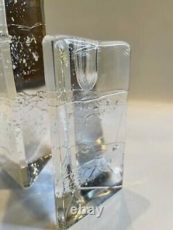 Vintage Set of Three Clear Glass Triangle Iittala Table Top Candle Holders