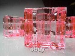 Vintage Solid Pink, Heavy Glass Tea Light Candle holders Set of Four