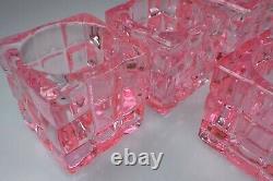 Vintage Solid Pink, Heavy Glass Tea Light Candle holders Set of Four