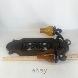 Vintage Spanish Wall Sconce Amber Glass Candle Holders Wood Metal 17.5 x 12