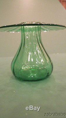 Vintage Steuben Candle Holders Green Candlesticks Mushroom Shape