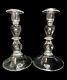 Vintage Teardrop Art Glass Clear Crystal Candlestick Holders 8 Tall Set Of 2