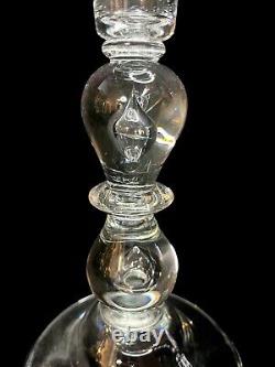 Vintage Teardrop Art Glass Clear Crystal Candlestick Holders 8 Tall Set Of 2