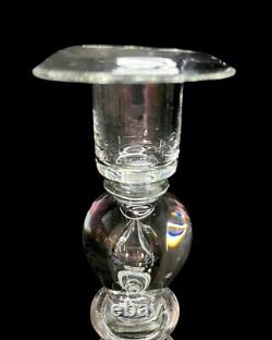 Vintage Teardrop Art Glass Clear Crystal Candlestick Holders 8 Tall Set Of 2