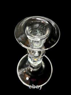 Vintage Teardrop Art Glass Clear Crystal Candlestick Holders 8 Tall Set Of 2
