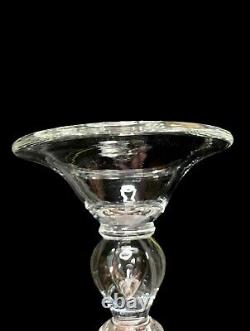 Vintage Teardrop Art Glass Clear Crystal Candlestick Holders 8 Tall Set Of 2