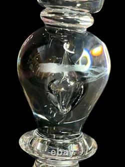 Vintage Teardrop Art Glass Clear Crystal Candlestick Holders 8 Tall Set Of 2