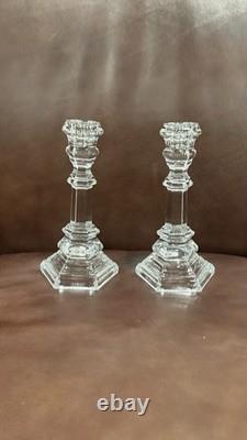 Vintage Tiffany & Co. Retired Hampton Crystal Candlestick Holders Set of 2