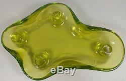 Vintage Tiffin Glass Citrine Green Fawn / Deer Candle Holder Flower Floater