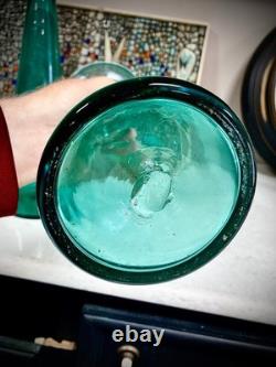 Vintage Trio Set Blenko Candle Holders Vases Blue-Green 9.5' + 13.5 = 20.5