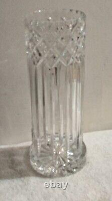 Vintage Two Piece Crystal Hurricane Style Candle Holder/Vase Intaglio Design