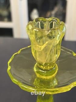 Vintage Uranium Glass Candlestick Holders