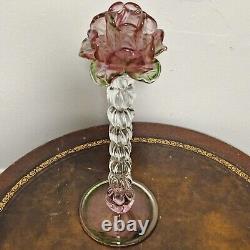 Vintage Venetian Floriform Hand Blown Rose Candlehorder 14H