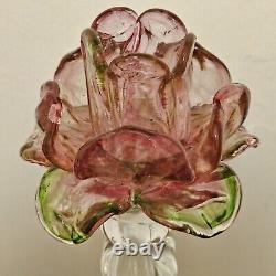 Vintage Venetian Floriform Hand Blown Rose Candlehorder 14H