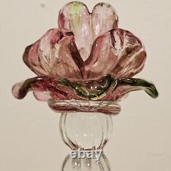 Vintage Venetian Floriform Hand Blown Rose Candlehorder 14H