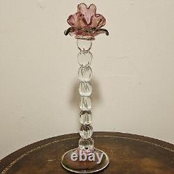 Vintage Venetian Floriform Hand Blown Rose Candlehorder 14H