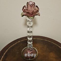 Vintage Venetian Floriform Hand Blown Rose Candlehorder 14H