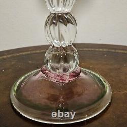 Vintage Venetian Floriform Hand Blown Rose Candlehorder 14H