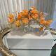 Vintage Venetian Murano Glass Orange Flower Candlestick Holder Art Deco Decor