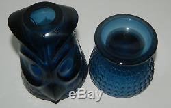 Vintage Viking 7 OWL Courting Fairy Lamp Navy Blue Candle Holder Super RARE