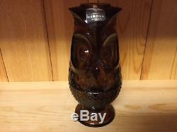 Vintage Viking Art Glass Brown Owl Candle Holder Fairy Lamp With Sticker Rare