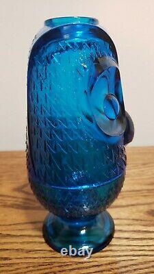 Vintage Viking Blue Glass Owl Fairy Lamp 2 Piece Candle Holder