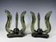 Vintage Viking Glass Hurricane Candle Holders Smokey Charcoal Color #1287