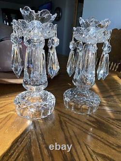 Vintage WATERFORD CRYSTAL C1 CANDELABRA CANDLESTICK HOLDERS BOBECHE 10 PRISMS