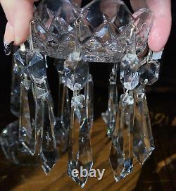 Vintage WATERFORD CRYSTAL C1 CANDELABRA CANDLESTICK HOLDERS BOBECHE 10 PRISMS