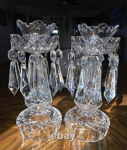 Vintage WATERFORD CRYSTAL C1 CANDELABRA CANDLESTICK HOLDERS BOBECHE 10 PRISMS