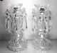 Vintage Waterford Crystal Set Of 2 Candelabras Candlesticks With Bobeches, Prisms