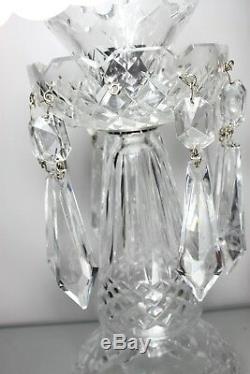 Vintage WATERFORD Crystal Set of 2 Candelabras Candlesticks with Bobeches, Prisms
