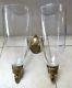 Vintage Williamsburg Restoration Brass Glass Wall Sconce Candle Holders